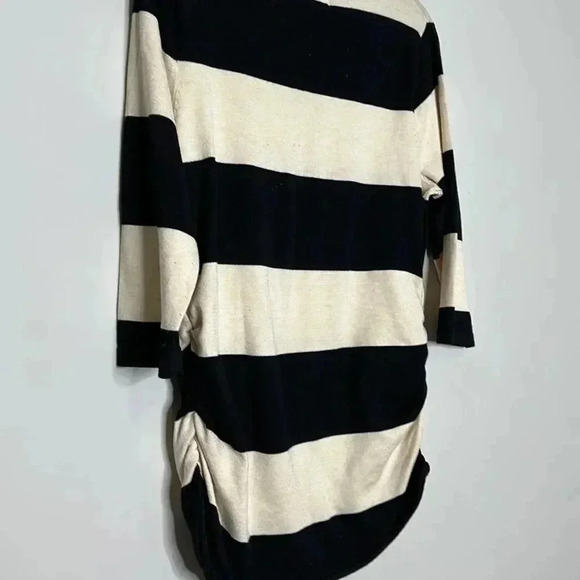 Pink Rose Pull Over Sweater Black & Cream Round Neck Side Elastic Long Sleeve - Picture 9 of 11